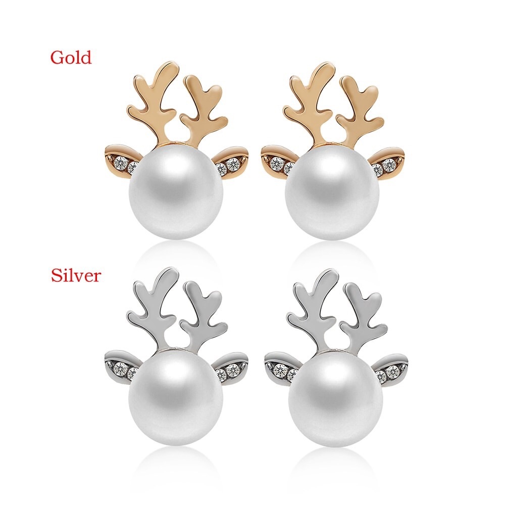 Reindeer Pearl Stud Earrings